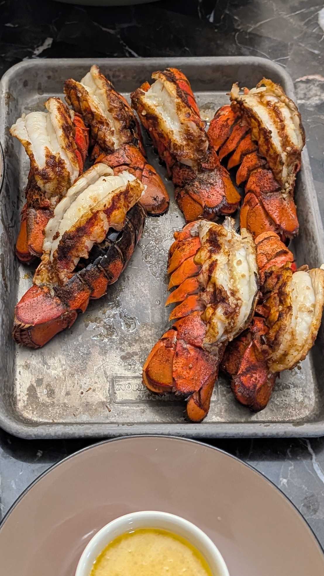 Garlic Butter Lobster Tails plated